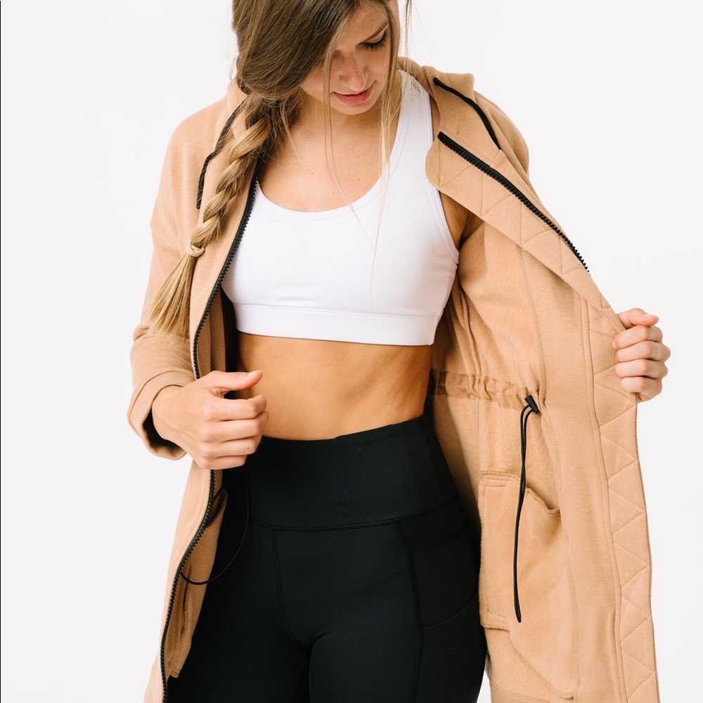 ZYIA Camel Long Hoodie Sweatshirt